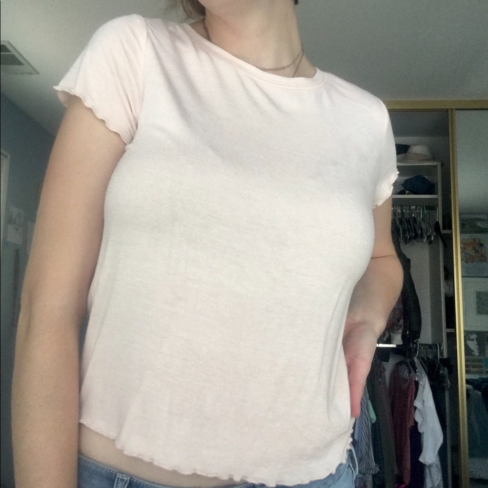 Kimchi Blue Size S Babydoll Pink Ruffle Shirt